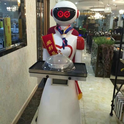 餐廳機(jī)器人服務(wù)員送餐機(jī)器人迎賓點(diǎn)餐飯店傳菜端菜語音對(duì)話聊天