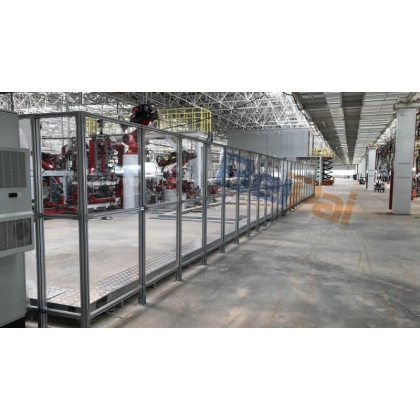 工業(yè)鋁型材圍欄工業(yè)機(jī)器人安全防護(hù)欄焊接防護(hù)圍欄