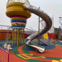 公園戶外S型不銹鋼滑梯定制